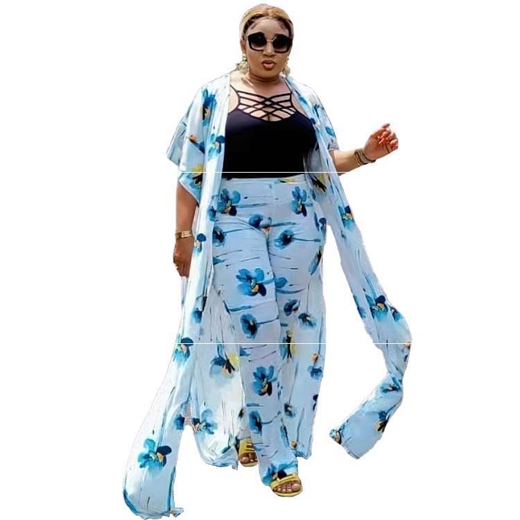 Women's 3-Piece African Tank and Robe Pants Set